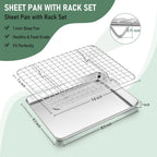 Homikit Cookie Sheet with Rack, 10 x 8 Inch Stainless Steel Small Baking Sheet with Wire Rack Set for Baking Roasting Cooling, Small Toaster Oven Pan Bacon Tray, Non-Toxic & Dishwasher Safe