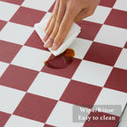 Checkered Dish Drying Mat for Kitchen Counter, Coffee Bar Station Accessories, Retro Cute Aesthetic Modern Absorbent Drainer Mat Kitchen Drying Mat Easy Clean (Red, 24" x 16")