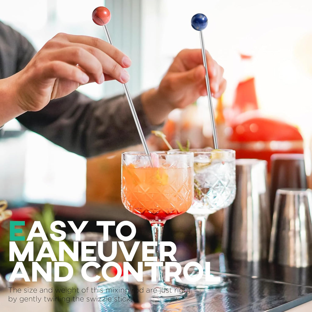 Homestia 6 PCS 8.6 Inch Metal Stir Sticks Coffee Stirrers Reusable Stainless Steel Swizzle Stick Drink Coffee Stirrers for Cocktail Beverage Milk Juices, Multicolor for Cocktail Chocolate