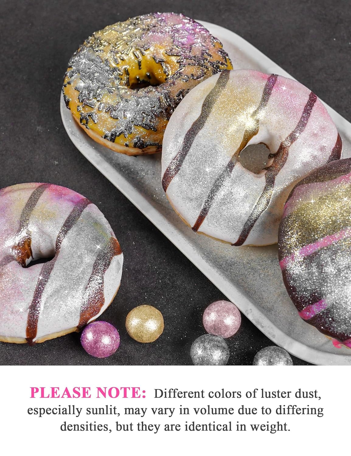 NiHome Edible Luster Dust Glitter Powder Fancy Metallic Sprinkles, Glimmer Luster Dust 4 Bottles of 0.18oz/5g for Decorating Drinks Cakes in Bakeries, Allergen-Free Food Coloring (4 Colors 20g)