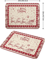 Christmas Moose Dish Drying Mat 18x24 for Winter Santa Claus Kitchen Counter Decor Absorbent Reversible Microfiber Deers Animal Dishes Pad Dish Drainer Rack Mats Kitchen Accessories