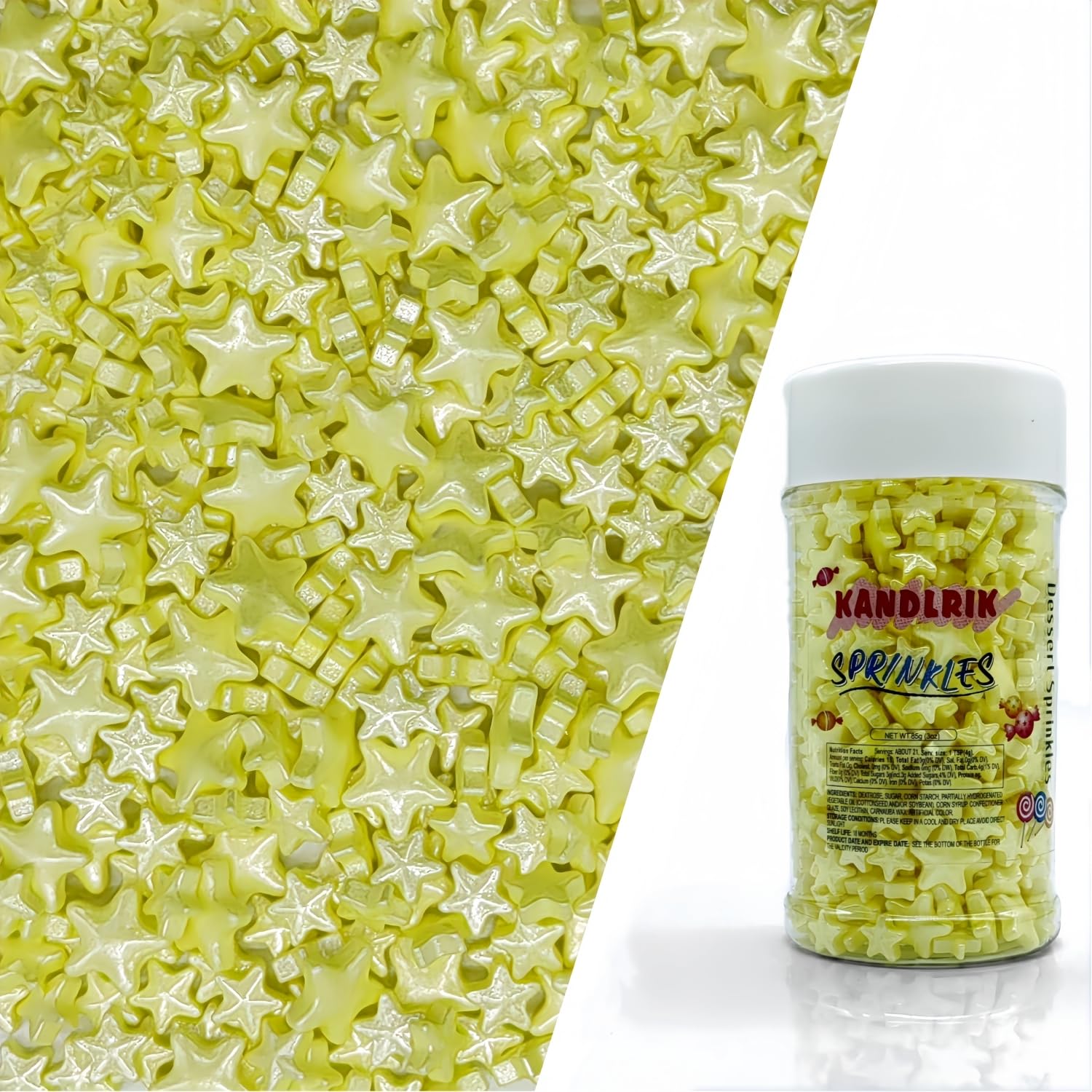 Mixed Size Yellow Stars Sprinkles Edible Stars Cake Decorating Stars Cake Decorations Cupcake Toppers Cookie Decorating Perfect for Cakes,Cupcakes,Desserts Toppings 3OZ