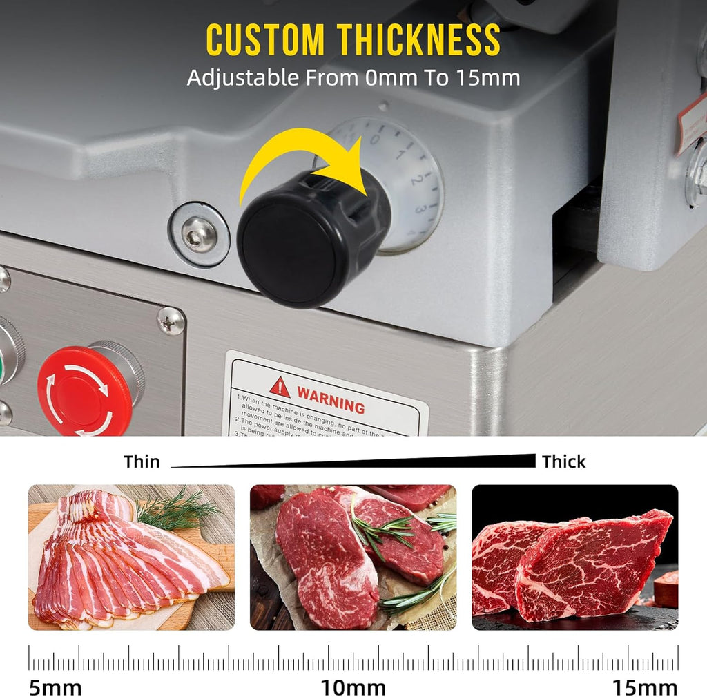 Commercial Dual Motor Meat Slicer 180W+370W | 12" Carbon Steel Blade, 0-7mm Adjustable - For Deli, Restaurant & Home Use