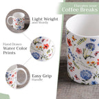 Maison d' Hermine Coffee Mug with Handles Fine Bone China Mugs Pack of One Tea Cups for Hot Beverages Cappuccino Latte Home Restaurant Office Perfect for Gift (Just Floral - Blues 'N Redz, 12 Ounce)