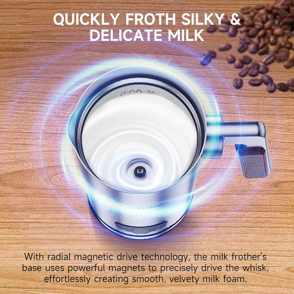 Milk Frother, 4-in-1 Milk Frother and Steamer, Automatic Hot and Cold Foam Maker and Milk Steamer for Coffee, Latte, Cappuccino, Macchiato, Hot Chocolate, Matcha