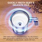 Milk Frother, 4-in-1 Milk Frother and Steamer, Automatic Hot and Cold Foam Maker and Milk Steamer for Coffee, Latte, Cappuccino, Macchiato, Hot Chocolate, Matcha