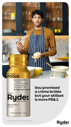 Ryde: Focus Shot | Orange Flavor | L-Theanine & Ginseng | Green Tea Caffeine | Vitamins B2 & B7 | 0 Calories, 0 Sugar | 2 FL OZ Shots | Supports Focus* (8 Pack)