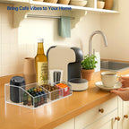 Acrylic Coffee Bar Station – Snack Tea Organizer & Storage Holder for Office Coffee Table – Perfect Countertop Setup for Syrup, Creamer, and Snack Accessories