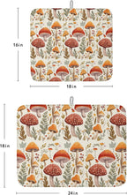 Fall Dish Drying Mat for Kitchen Counter Mushroom Drying Pad Absorbent Drying Mats for Countertops Sinks Draining Racks Autumn Plant Leaves Drainer Holiday Harvest Thanksgiving Decorations 16x18