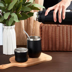 Dandat 2-Piece Yerba Mate Cup and Vacuum Bottle Kit - 12 oz Yerba Mate Gourd Cup with Bombilla Set and 34 oz Insulated Water Bottle - Black