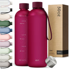 KIVY Slim Water Bottle 50oz [Lightweight & Shatterproof] - Reusable Tritan Water Bottle - Leak Proof Water Bottle for Women & Men - No Spill - Dishwasher Safe - Red water bottle