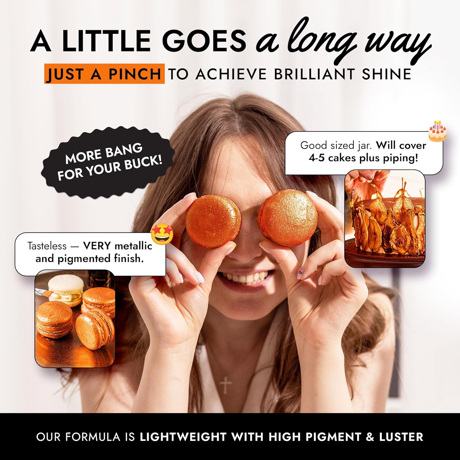 MONÉGASQUE Orange Edible Glitter for Drinks 15g – Edible Glitter for Cakes & Cocktails – Halloween Cake Decorations Sprinkles & Cupcake Luster Dust – Cocktail Drink Shimmer Powder & Orange Chocolate