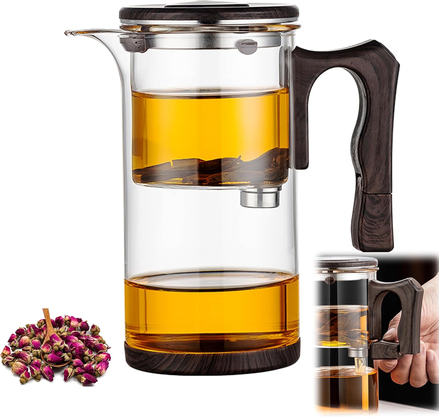 Enchanti Tea Pot - 750ml/25.4oz Magic Witchcraft Enchanted Glass Teapot with Strainer Loose Leaf Tea Innovative Water Separation Magnetic Teapot,Borosilicate Glass Tea Infuser Elegant Gift Packaging