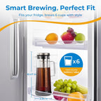 Cold Brew Coffee Maker (1.4L/48oz) - Sleek Borosilicate Glass Pitcher with 100um 304 Stainless Steel Filter, Non-Slip Base & Airtight Lid, Effortless Manual + Recipes for Beginner (Black)