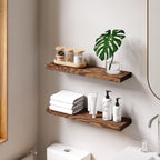 36'' Pine Wood Floating Shelves for Wall- Set of 2 - Rustic Wall Mounted Wooden Shelf for Stylish Home Décor (Light Walnut, 36x6.5x1.25)