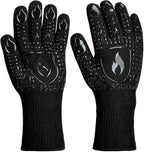 BBQ & Grill Gloves, Oven Gloves, 1472°F Silicone Oven Mitts Heat Resistant Grilling Gloves Fireproof Non-Slip for Barbecue Cooking Baking Smoking, 1-Pair Black（L）