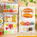 Hushee White Marble Board for Kitchen Marble Serving Tray 3 pcs Different Sizes 9 x 6'' 12 x 8'' 16 x 10'' and Non Slip Feet Pastry Cheese Tray Cutting Board for Pizza Bread Cake Baking Display