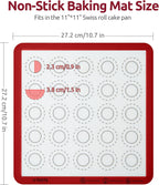 446ºF Heat Resistant Macaron Mat: U-Taste 11x11in Non Stick Silicone Baking Mat, Reusable Cookies Pastry Sheet Liner with Edge Enhancement & Circle Measurement for Square Cake Pan (2 PCS, Red)
