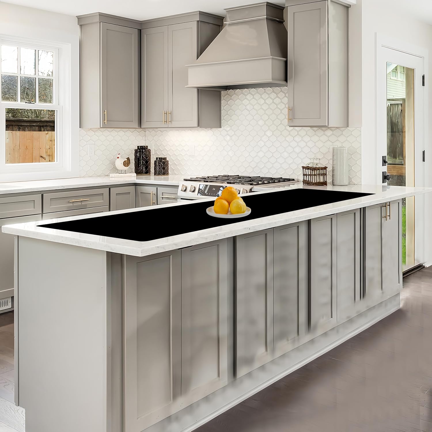 78.7"x15.7"(200cmx40cm) Large Silicone Mats for Countertop, Heat Resistant Mat, Waterproof Nonslip Silicone Kitchen Counter Mat, Nonstick Table Placemat, Multipurpose Mat, Black