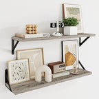 Dreamland Deep Floating Shelves for Wall, 30W x 8D Wall Shelves, Set of 2, 30 inch Floating Shelf with Sturdy Metal Brackets for Living Room, Bathroom, Bedroom and Kitchen, Grey