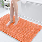 Arotive Luxury Chenille Bathroom Rug Mat, Extra Soft Thick Absorbent Shaggy Bath Rugs, Non-Slip Machine Wash Dry, Plush Bath Mats for Bathroom, Shower and Tub, 44x24, Coral