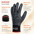 KAYGO Winter Waterproof Work Gloves for Men and Women, 3 Pairs Thermal Insulated Freezer Rubber Coated Gloves,Super Grip,KG160, S, Black,