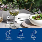 Villeroy & Boch NewMoon Set, 4 Pieces, Elegant, Modern Sloping White Wine, Crystal Glass, Transparent, Dishwasher Safe