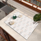 Dish Drying Mat Diatomaceous Earth Soft Coffee Mat Absorbent Silicone Kitchen Counter Mat for Home Kitchen Bathroom Coffee Bar (Sector Geometry, 16 x 24 Inches)