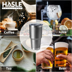 HASLE OUTFITTERS 30oz Stainless Steel Tumbler, Double Wall Vacuum Insulated Travel Mug Tumbler, Durable Insulated Coffee Mug, Gift Box Set (Grey, 8)