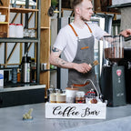 Coffee Station Organizer Wooden Coffee Bar Holder Accessories for Countertop, Farmhouse Kcup Pod Storage Basket with Handle - White