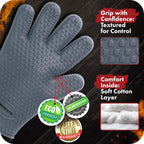 Kitchen perfection XL Silicone Smoker Oven Gloves for Women -Extreme Heat Resistant BBQ Gloves -Handle Hot Food Right on Your Grill Fryer&Pit|Waterproof Grilling Cooking Mitts|Superior Set+3 Bonuses