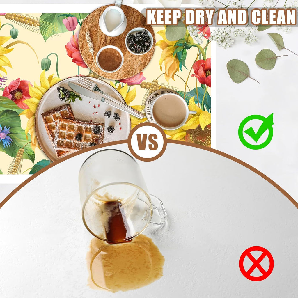 Yellow Sunflower Cornflower Coffee Mat Absorbent Dish Drying Mat for Kitchen Counter Hide Stain Rubber Backed Coffee Bar Accessories Fit Under Espresso Machine 15.7 x 23.6 Inch