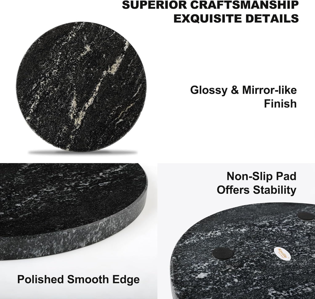 Koville Brazilian Natural Marble Cutting Board for Kitchen, 11inch Round Hand Crafted Marble Slab for Cheese, Charcuterie, Pastry Board - Wedding Gift, House Warming Gift(Via Lactea)