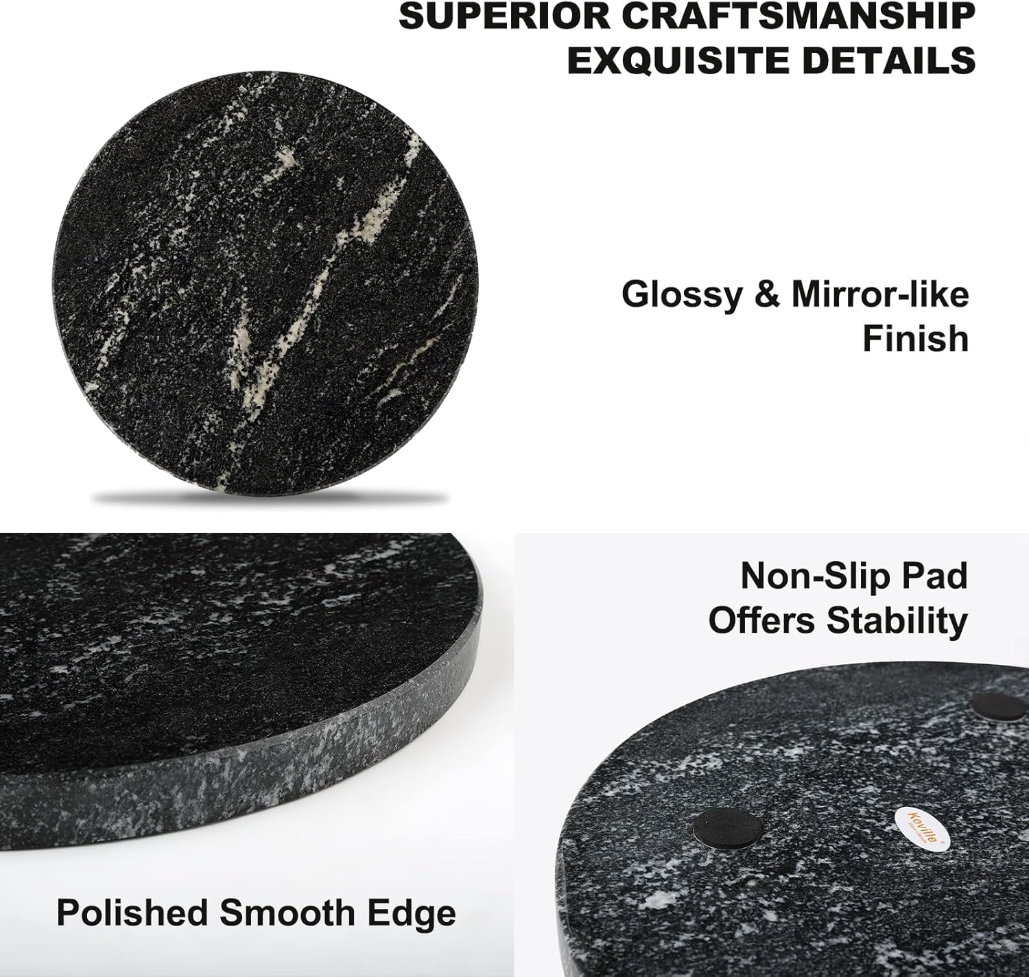 Koville Brazilian Natural Marble Cutting Board for Kitchen, 11inch Round Hand Crafted Marble Slab for Cheese, Charcuterie, Pastry Board - Wedding Gift, House Warming Gift(Via Lactea)