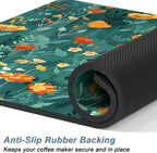 Rnivvi Coffee Mat, 12" x 19" Cute Coffee Bar Mats for Espresso Machine Station Accessories and Organizer, Hide Stain Rubber Backed Absorbent Dish Drying Pad for Kitchen Counter, Gentle Forest Flowers