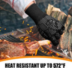 BBQ Gloves, Oven Gloves, Extreme Heat Resistant Barbecue Gloves, Silicone Non-Slip Oven Mitts, Kitchen Gloves for Cooking, Grilling, and Baking (Black)