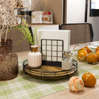 Lazy Susan Turntable Organizer for Table Top, 10’’ Round Wooden Lazy Susan for Cabinet Kitchen Countertop Pantry Dining Coffee Table for Condiments Spices, Rustic Bathroom Vanity Tray for Soap Candle