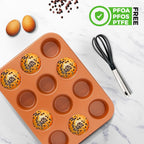 NutriChef 12-cup Copper Oven Muffin Pan, Non-Stick Coated Layer Surface, Even Heating Muffin Tray for Muffins, Cupcakes, Pastries & Mini Pies, Used for Model Number NCBSCC54