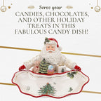 Spode Christmas Tree Gold Collection Figural Santa Dish, 12.25-Inch Holiday Décor Candy Bowl - Fine Earthenware with 22-Karat Gold Accents, Christmas Mantel Decoration & Holiday Tableware