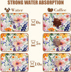 Dish Drying Mat Colorful Wildflowers Coffee Bar Mat for Countertop Absorbent Rubber Backed Hide Stain Dish Drainer Rack Pad Espresso Machine Cafe Table Dining Room Decoration 11.8 x 19.7 Inch