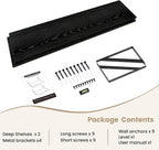 Dreamland Floating Shelves for Wall, 12 Inch Deep Floating Shelves Set of 2, 55W x 12D Large Wall Shelf with Sturdy Metal Brackets for Living Room, Bathroom, Bedroom and Kitchen, Black