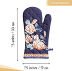 Maison d' Hermine Oven Gloves 100% Cotton Oven Mitt 7" x 13" with Loop Heat Resistant, BBQ, Cooking Gloves, Baking, Grilling, Kitchen, Handling Hot Pans (Pack of 1, Pumpkin Blues)