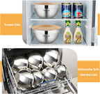 YIHONG 7 Piece Metal Mixing Bowls with Lids for Kitchen, Stainless Steel Set Ideal for Baking, Prepping, Cooking and Serving Food, Nesting Design for Space Saving Storage (Khaki)