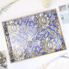 Rectangle Plastic Serving Tray with Handles, Elegant Decorative Tray for Coffee Table, Ottoman, Living Room, Kitchen, and Outdoor Use. 12"*16"*1.6", Wey