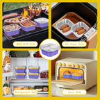 25 Pack Square Mini Cake Pans with Lids,Mini Loaf Pans with Lids,Aluminum Foil Baking Cups,Disposable Ramekins Cupcake Cups,Dessert Cups for Wedding Birthday Party Picnics,5oz (Purple)