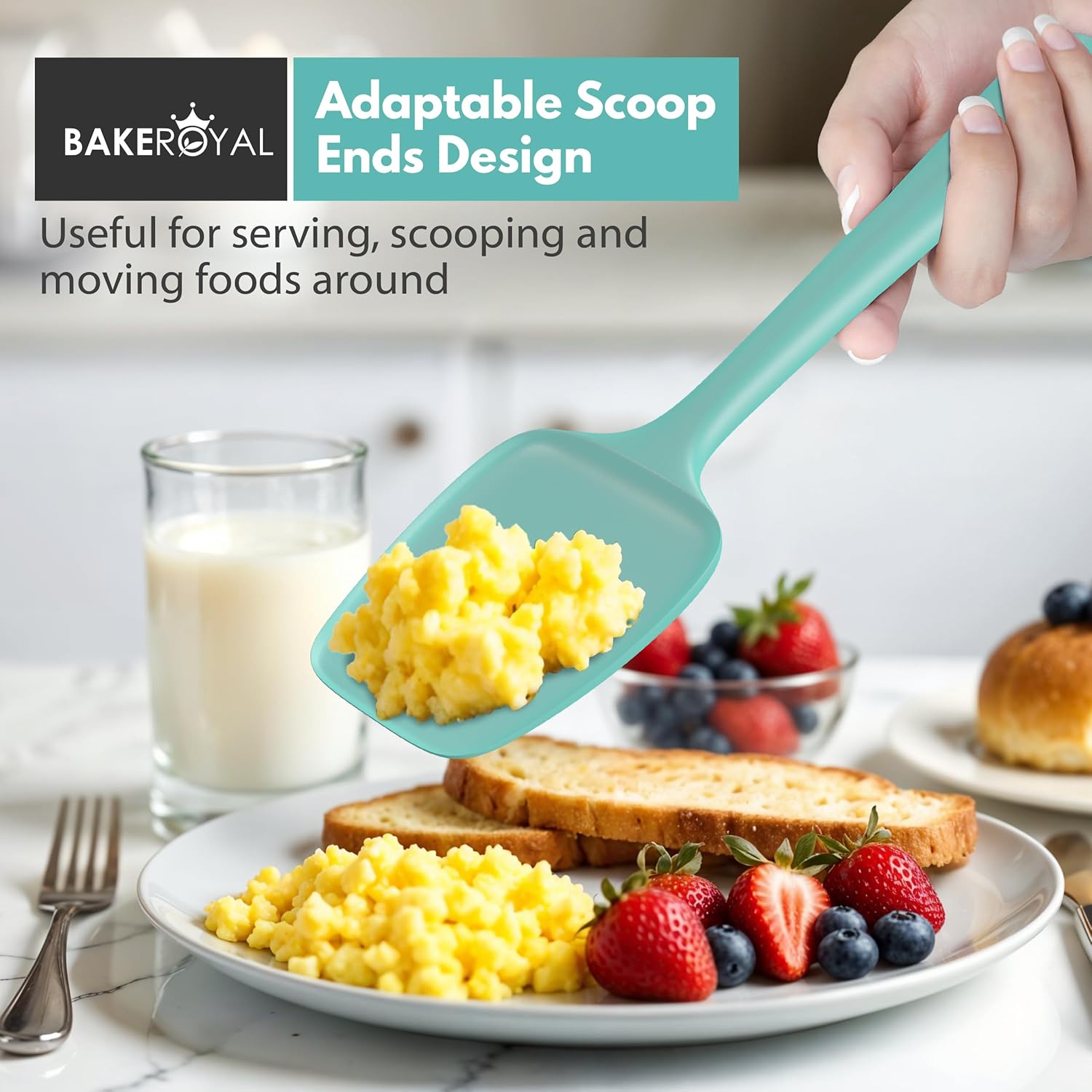 Silicone Spatula Set - 4-Piece Rubber Spatulas Silicone Heat Resistant 600°F for Everyday Task - Seamless Design Kitchen Spatulas for Nonstick Cookware - Aqua