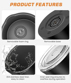 4-in-1 Electric Milk Frother and Steamer - Versatile & Quiet Foam Maker with Automatic Shut-Off - Perfect for Lattes, Cappuccinos, Macchiato - Large 350ml Capacity for Home Baristas (Black2)