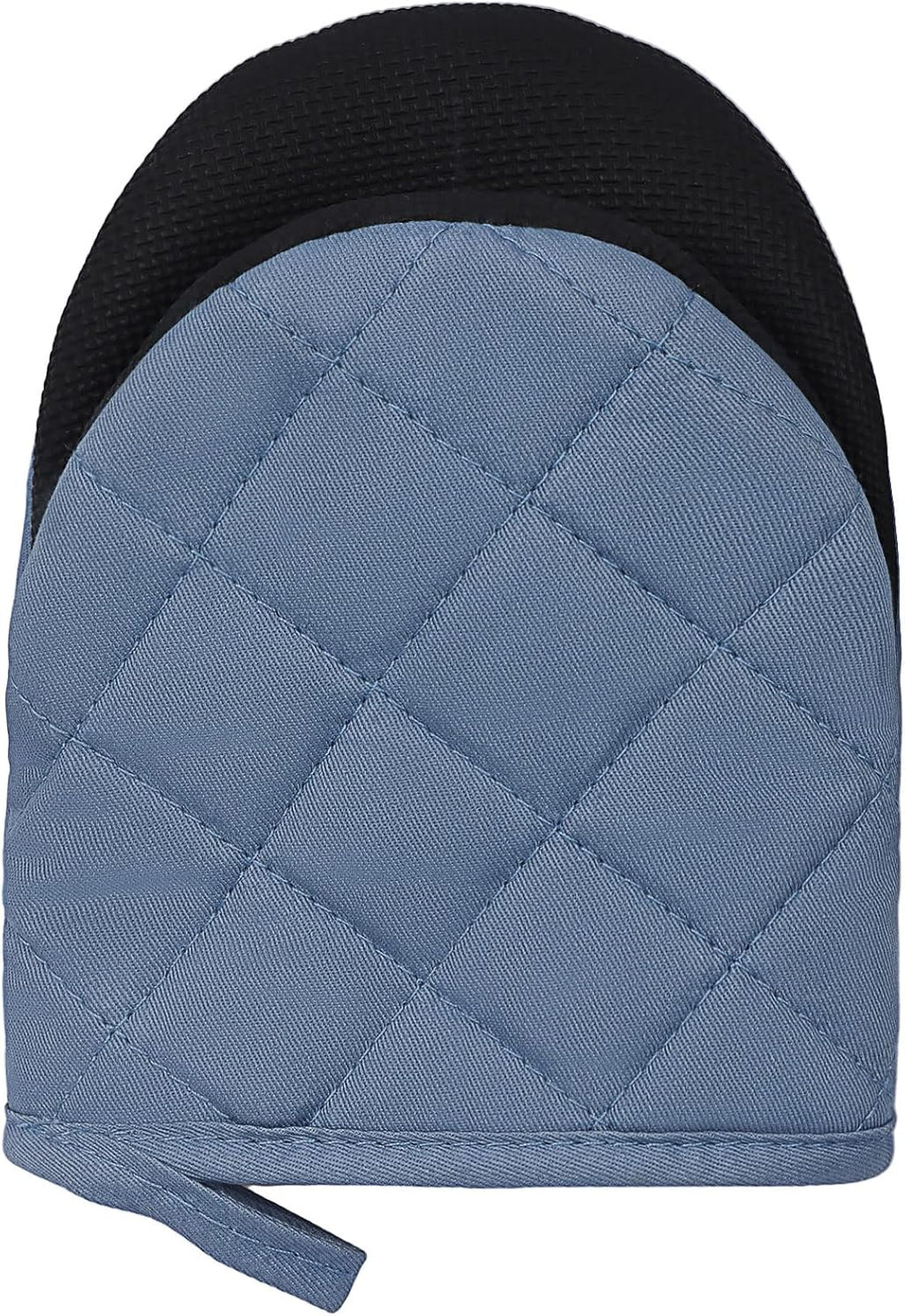 Short Oven Mitts, Heat Resistant Silicone Kitchen Mini Oven Mitts for 500 Degrees, Non-Slip Grip Surfaces and Hanging Loop Gloves, Baking Grilling Barbecue Microwave Machine Washable, 1 Piece