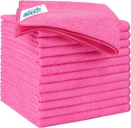 HOMEXCEL Pink Microfiber Cleaning Cloth 12 Pack, 12.5 x 12.5 inch Microfiber Towels for Cars, Ultra Absorbent Car Washing Cloth, Lint Free Streak Free Cleaning Rags for Car, Kitchen, and Window
