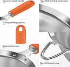 U-Taste Medium Fine Mesh Strainer: 18/8 Stainless Steel 4.73in 30 Mesh Kitchen Food Sieve with Sturdy Riveted Silicone Handle, Heavy Duty Deep Handheld Metal Colander for Rice, Quinoa, Flour (Orange)